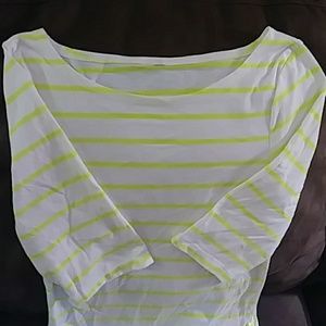 White & Neon Yellow Striped Tee